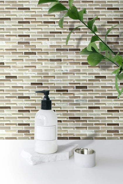 Farnsworth Random Strips 12-in x 12-in Glass Mosaic Wall Tile( 10 sq. ft. /Box )