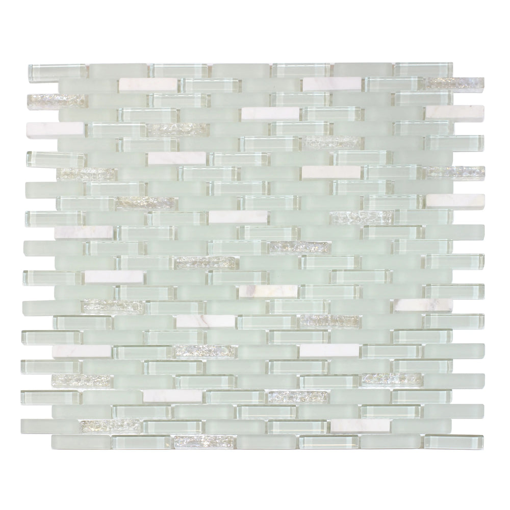 12-in x 12-in Ballentine Marble & Glass Mix Random Strip Mosaic Wall Tile( 10 sq. ft. /Box )