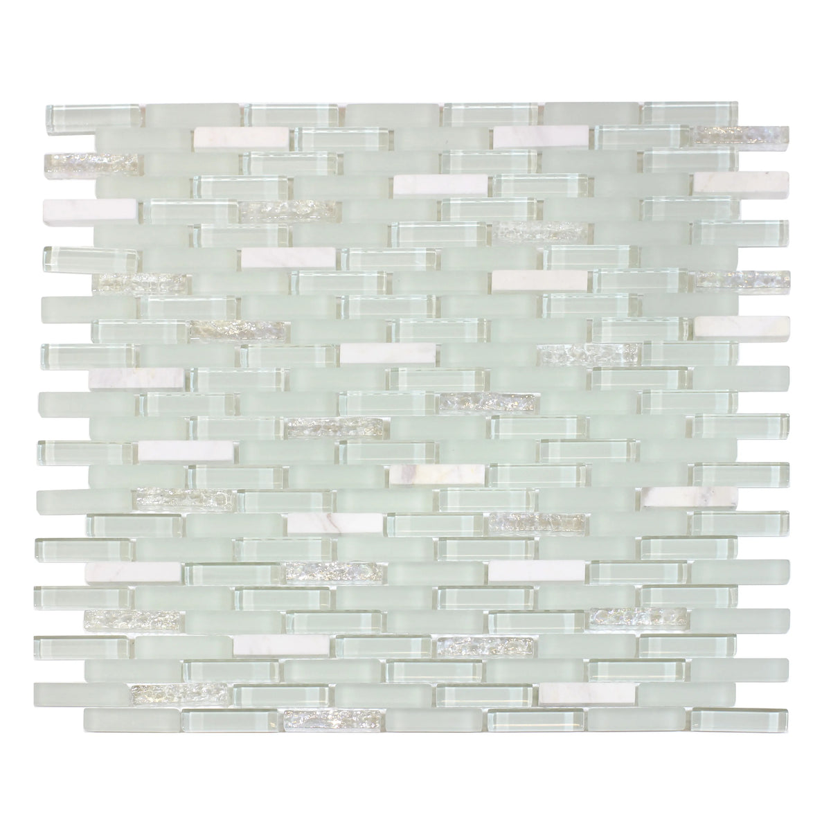 12-in x 12-in Ballentine Marble & Glass Mix Random Strip Mosaic Wall Tile( 10 sq. ft. /Box )