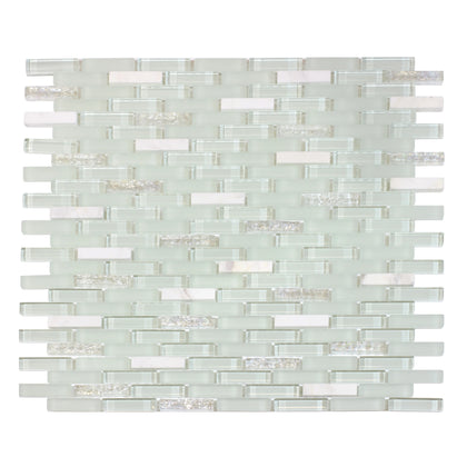 12-in x 12-in Ballentine Marble & Glass Mix Random Strip Mosaic Wall Tile( 10 sq. ft. /Box )