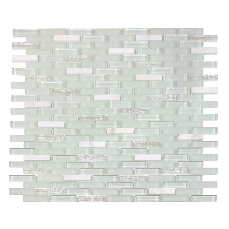 12-in x 12-in Ballentine Marble & Glass Mix Random Strip Mosaic Wall Tile( 10 sq. ft. /Box )