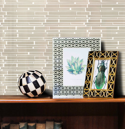 Nude Glass Mix Random Strip 12-in x 12-in Glass Mosaic Wall Tile( 10 sq. ft. /Box )