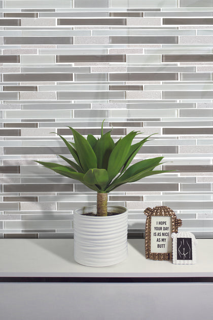 12-in x 13-in Clayton Random Strip Marble & Glass Mosaic Wall Tile( 10.8 sq. ft. /Box )