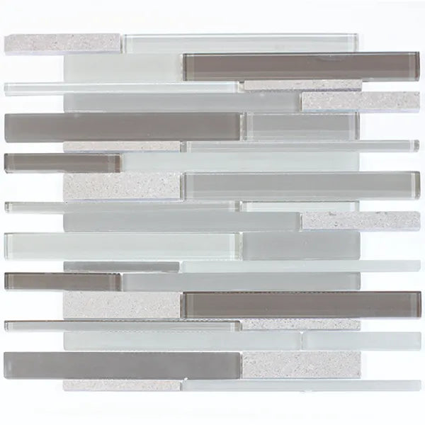 12-in x 13-in Clayton Random Strip Marble & Glass Mosaic Wall Tile( 10.8 sq. ft. /Box )