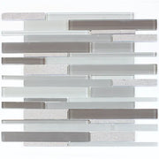 12-in x 13-in Clayton Random Strip Marble & Glass Mosaic Wall Tile( 10.8 sq. ft. /Box )