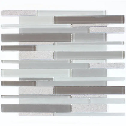 12-in x 13-in Clayton Random Strip Marble & Glass Mosaic Wall Tile( 10.8 sq. ft. /Box )