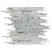 White Shadow Glass Mix Thin Strip 12-in x 12-in Glass Mosaic Wall Tile( 20 sq. ft. /Box )