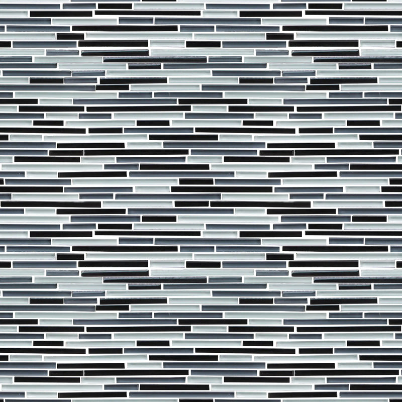 Gray Shadow Random Thin Strip Glass Mosaic Wall Tile - Sample (Product Shown is Full Size)