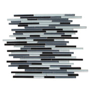 Gray Shadow Random Thin Strip 12-in x 12-in Glass Mosaic Wall Tile( 20 sq. ft. /Box )