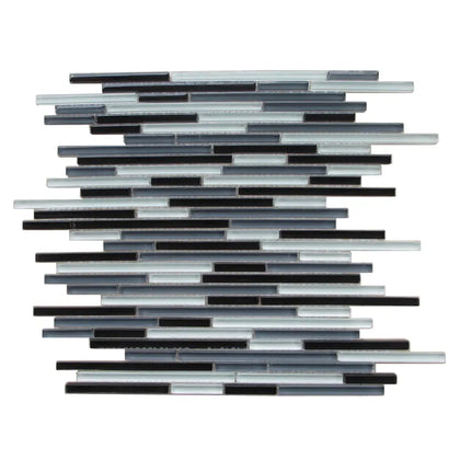 Gray Shadow Random Thin Strip 12-in x 12-in Glass Mosaic Wall Tile( 20 sq. ft. /Box )