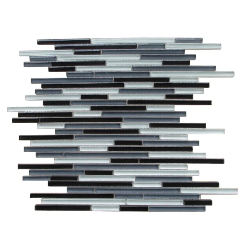 Gray Shadow Random Thin Strip 12-in x 12-in Glass Mosaic Wall Tile( 20 sq. ft. /Box )
