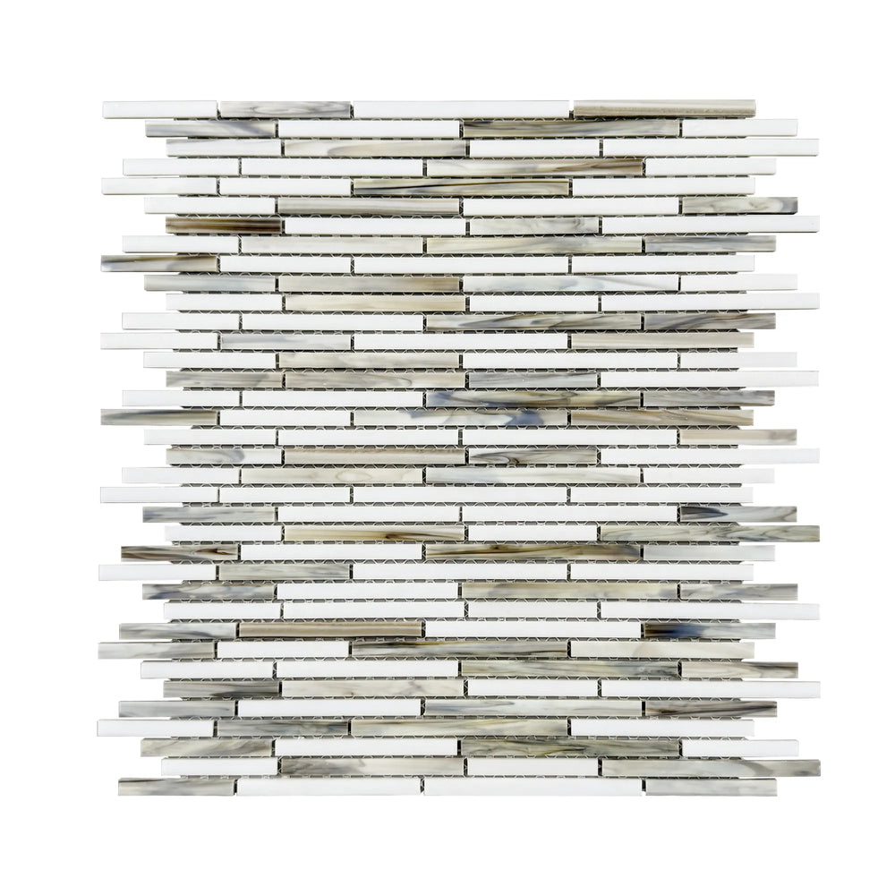 Silver Weave Random Strip Glass Mix 12-in x 12-in Glass Mosaic Wall Tile( 20 sq. ft. /Box )