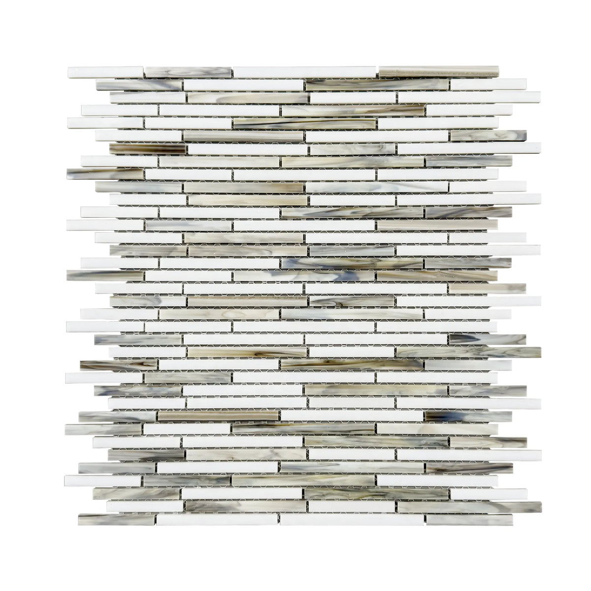 Silver Weave Random Strip Glass Mix 12-in x 12-in Glass Mosaic Wall Tile( 20 sq. ft. /Box )