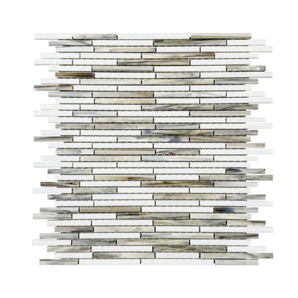 Silver Weave Random Strip Glass Mix 12-in x 12-in Glass Mosaic Wall Tile( 20 sq. ft. /Box )