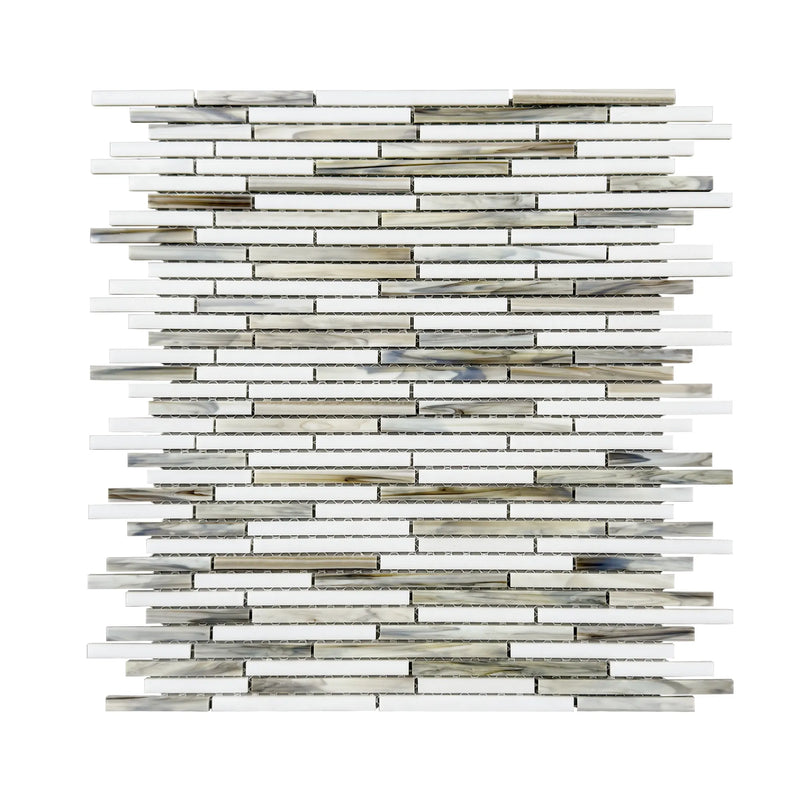 Silver Weave Random Strip Glass Mix 12-in x 12-in Glass Mosaic Wall Tile( 20 sq. ft. /Box )