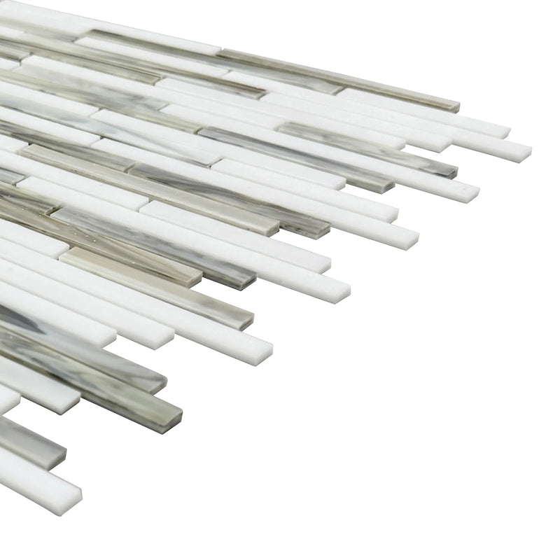 Silver Weave Random Strip Glass Mix 12-in x 12-in Glass Mosaic Wall Tile( 20 sq. ft. /Box )