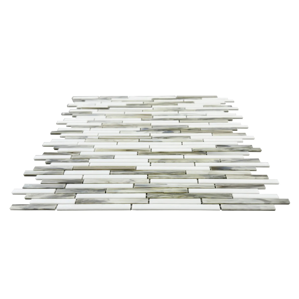 Silver Weave Random Strip Glass Mix 12-in x 12-in Glass Mosaic Wall Tile( 20 sq. ft. /Box )