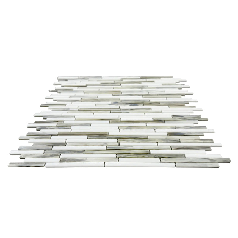 Silver Weave Random Strip Glass Mix 12-in x 12-in Glass Mosaic Wall Tile( 20 sq. ft. /Box )