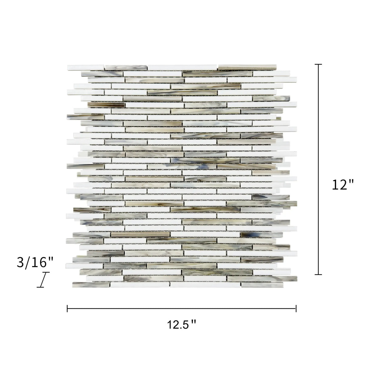 Silver Weave Random Strip Glass Mix 12-in x 12-in Glass Mosaic Wall Tile( 20 sq. ft. /Box )