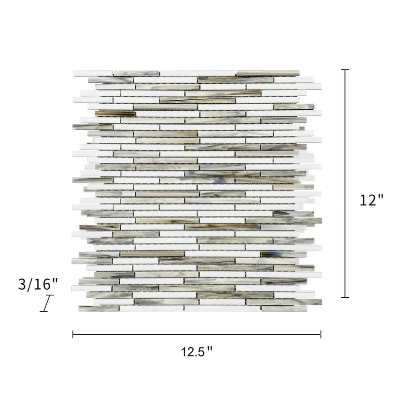 Silver Weave Random Strip Glass Mix 12-in x 12-in Glass Mosaic Wall Tile( 20 sq. ft. /Box )