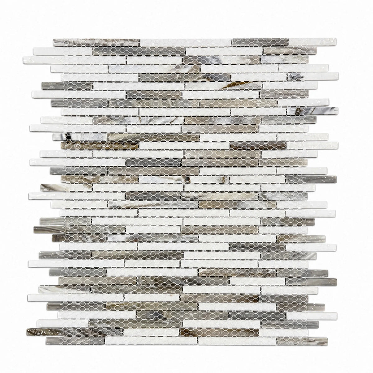 Silver Weave Random Strip Glass Mix 12-in x 12-in Glass Mosaic Wall Tile( 20 sq. ft. /Box )