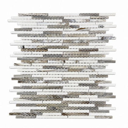 Silver Weave Random Strip Glass Mix 12-in x 12-in Glass Mosaic Wall Tile( 20 sq. ft. /Box )
