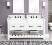 Farmington 60" Open Shelf Vanity Set with Premium Carrara Marble Top