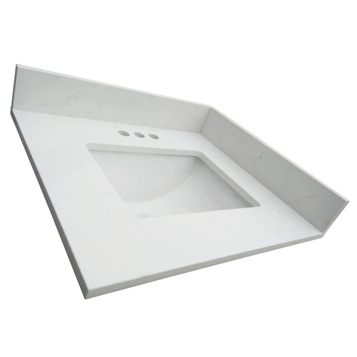 25" Carrara quartz vanity top with sink featuring a sleek, modern design and elegant white finish.
