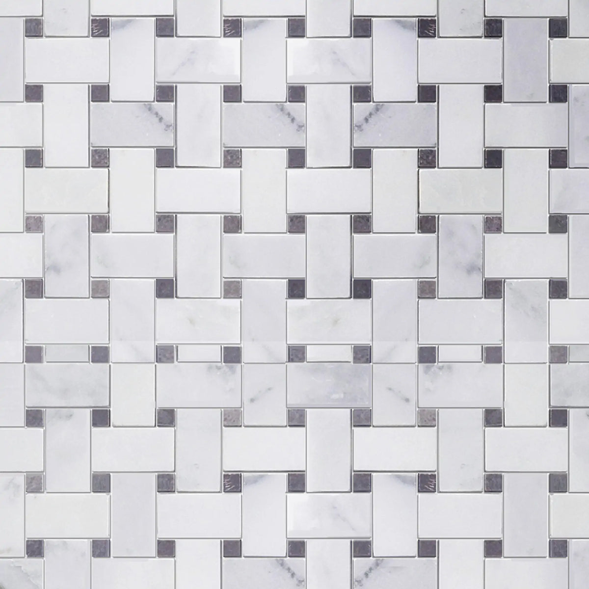 Oriental White + Gray Lady 12-in x 12-in Polished Basketweave Marble Mosaic Floor and Wall Tile( 5 sq. ft. /Box )