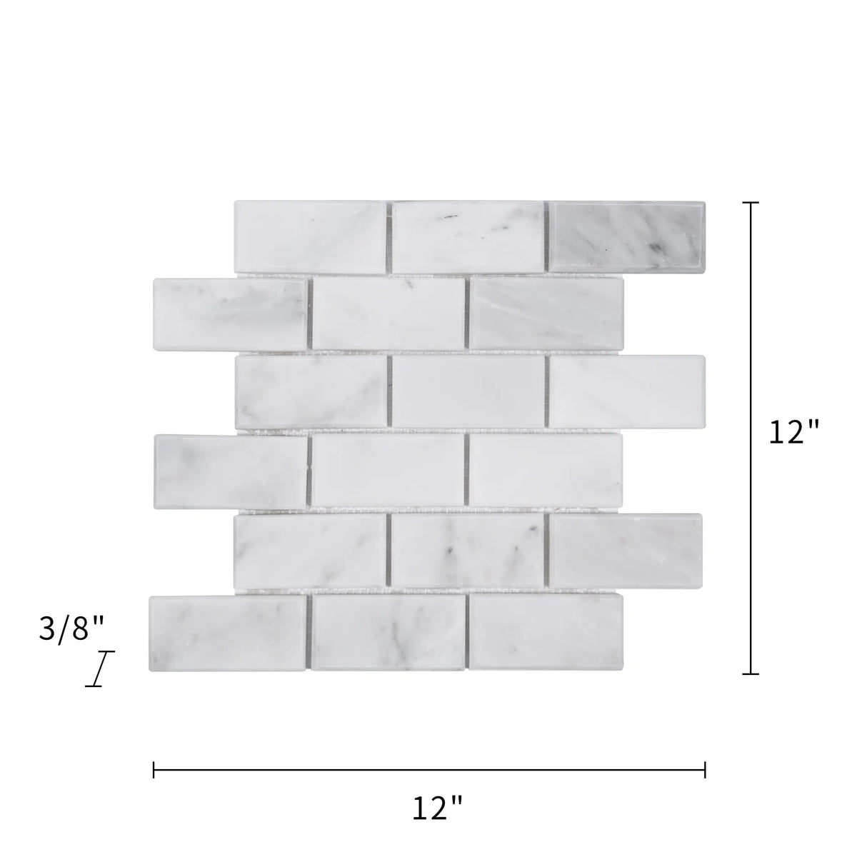 Bevel Brick Oriental White 12-in x 12-in Polished Marble Mosaic Wall Tile( 5 sq. ft. /Box )
