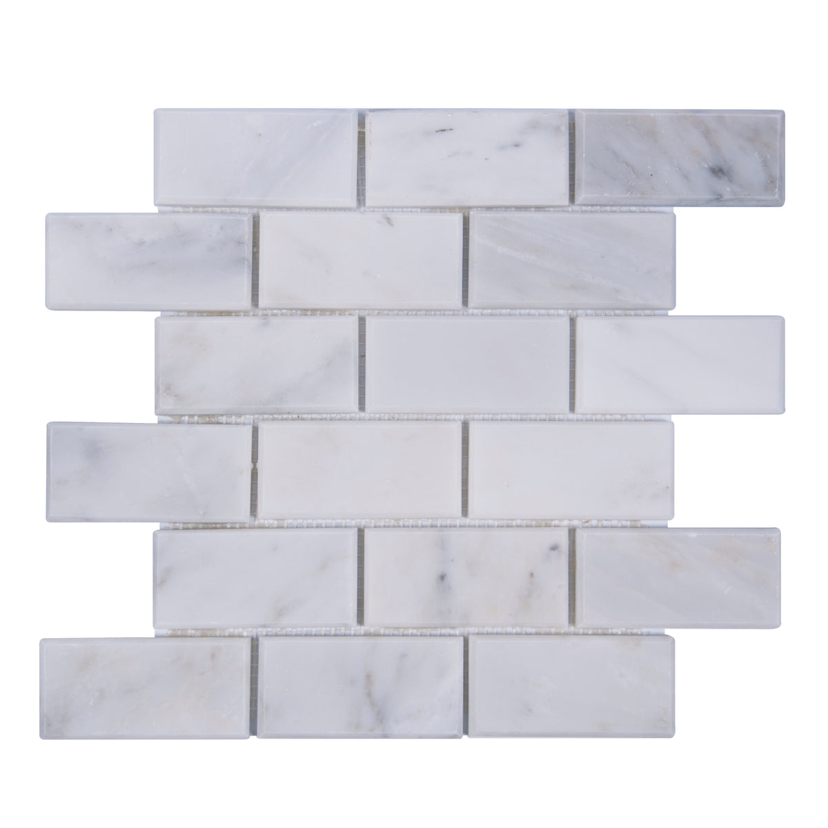 Bevel Brick Oriental White 12-in x 12-in Polished Marble Mosaic Wall Tile( 5 sq. ft. /Box )