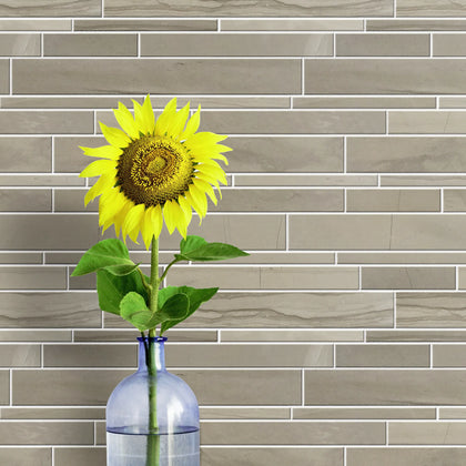Athens Gray Random Strip 12-in x 12-in Honed Mosaic Wall Tile( 5 sq. ft. /Box )