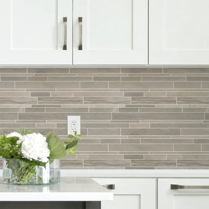 Athens Gray Random Strip 12-in x 12-in Honed Mosaic Wall Tile( 5 sq. ft. /Box )