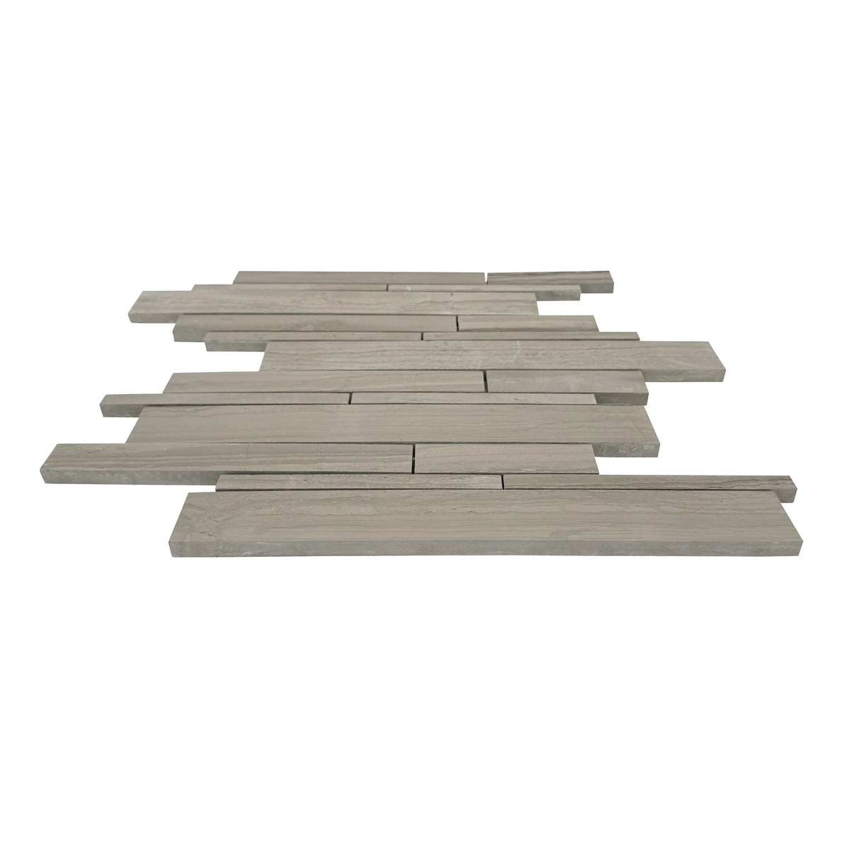 Athens Gray Random Strip 12-in x 12-in Honed Mosaic Wall Tile( 5 sq. ft. /Box )