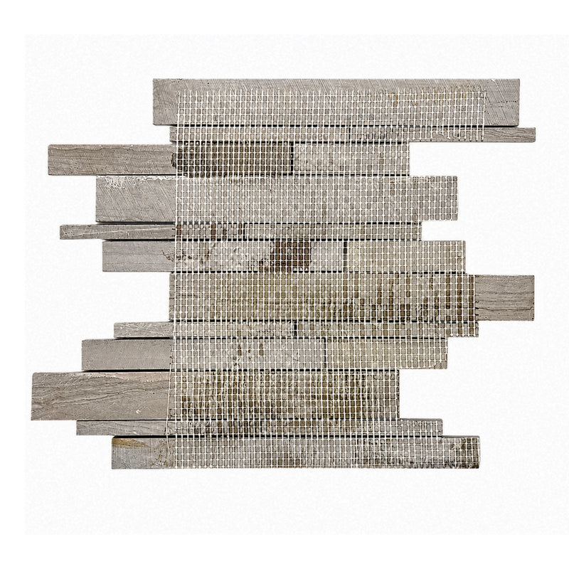 Athens Gray Random Strip 12-in x 12-in Honed Mosaic Wall Tile( 5 sq. ft. /Box )