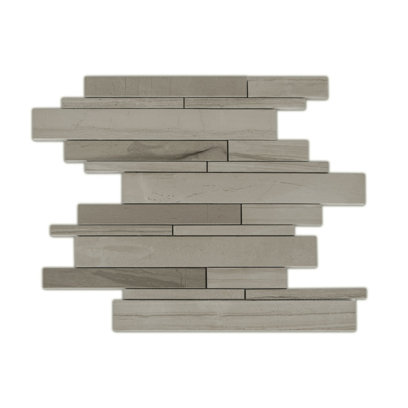Athens Gray Random Strip 12-in x 12-in Honed Mosaic Wall Tile( 5 sq. ft. /Box )