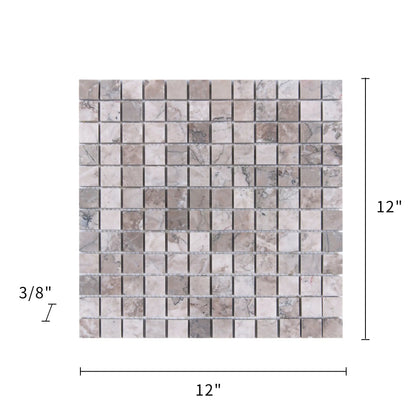 1-in Gray Cloud 12-in x 12-in Polished Marble Mosaic Floor and Wall Tile( 5 sq. ft. /Box )
