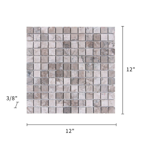 1-in Gray Cloud 12-in x 12-in Polished Marble Mosaic Floor and Wall Tile - Sample (Product Shown is Full Size)