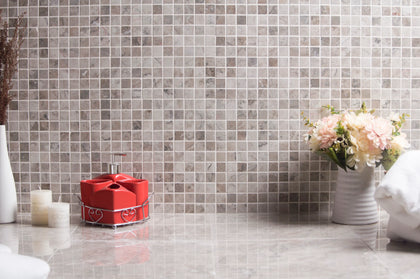 1-in Gray Cloud 12-in x 12-in Polished Marble Mosaic Floor and Wall Tile( 5 sq. ft. /Box )