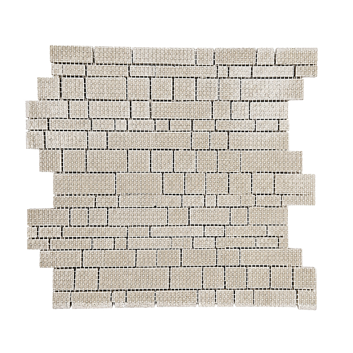 Wooden White Multi-Square 12-in x 12-in Honed Marble Mosaic Wall Tile( 5 sq. ft. /Box )