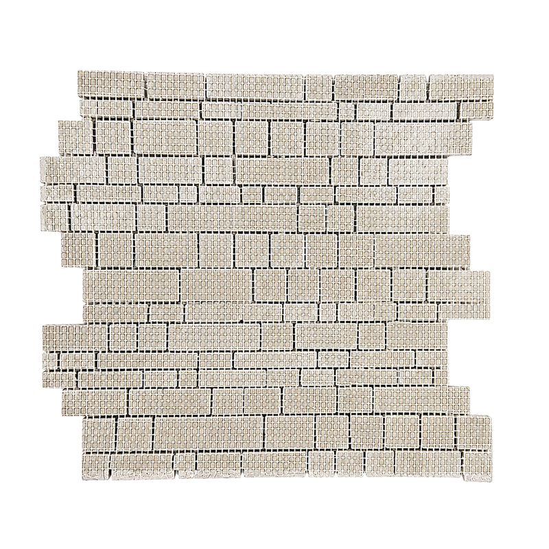 Wooden White Multi-Square 12-in x 12-in Honed Marble Mosaic Wall Tile( 5 sq. ft. /Box )