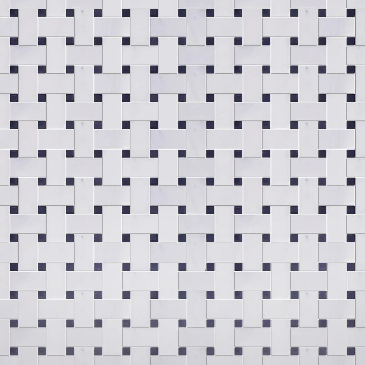 Oriental White + Pure Black Polished Basketweave Marble Mosaic Floor and Wall Tile - Sample (Product Shown is Full Size)