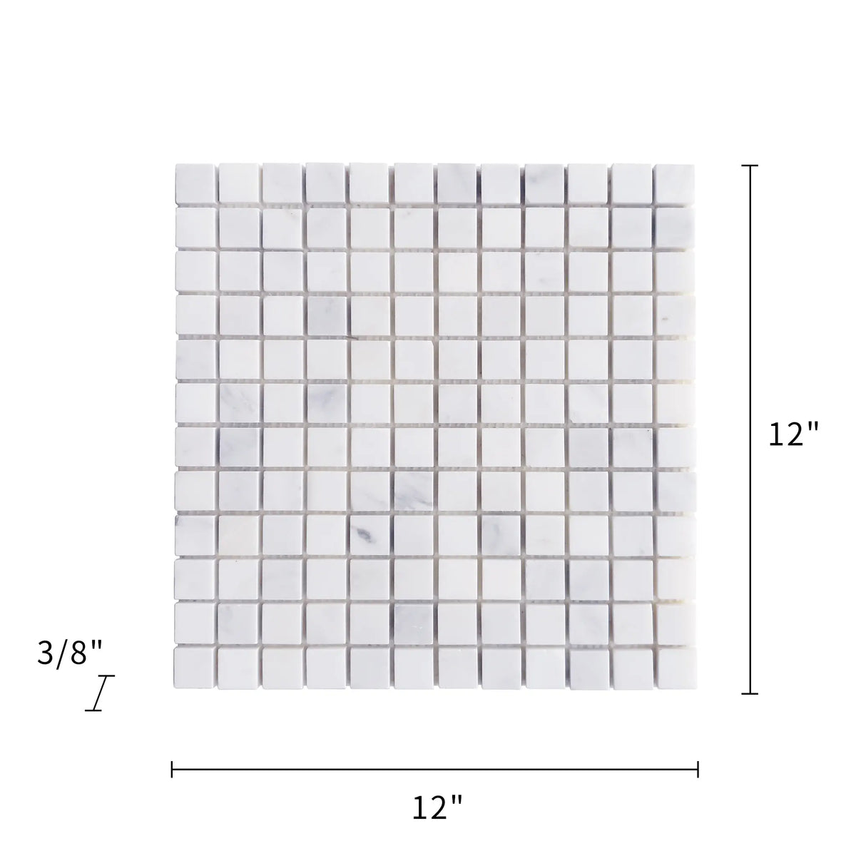 1-in Oriental White 12-in x 12-in Honed Marble Mosaic Floor and Wall Tile( 5 sq. ft. /Box )