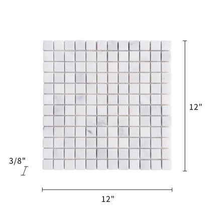 1-in Oriental White 12-in x 12-in Honed Marble Mosaic Floor and Wall Tile( 5 sq. ft. /Box )