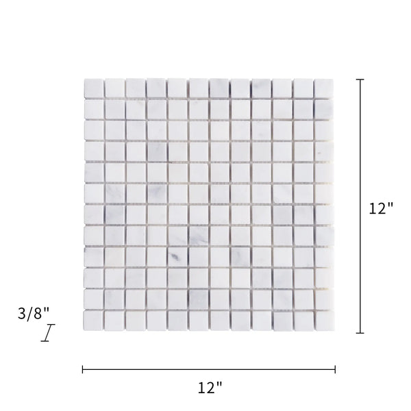 1-in Oriental White 12-in x 12-in Honed Marble Mosaic Floor and Wall Tile( 5 sq. ft. /Box )