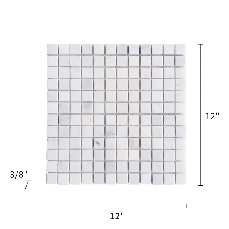 1-in Oriental White 12-in x 12-in Honed Marble Mosaic Floor and Wall Tile( 5 sq. ft. /Box )