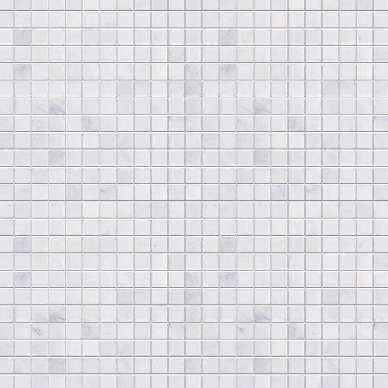 1-in Oriental White 12-in x 12-in Honed Marble Mosaic Floor and Wall Tile( 5 sq. ft. /Box )