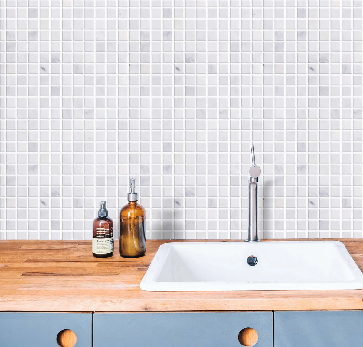 1-in Oriental White 12-in x 12-in Honed Marble Mosaic Floor and Wall Tile( 5 sq. ft. /Box )