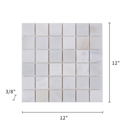 2-in Oriental White 12-in x 12-in Honed Marble Mosaic Floor and Wall Tile( 5 sq. ft. /Box )