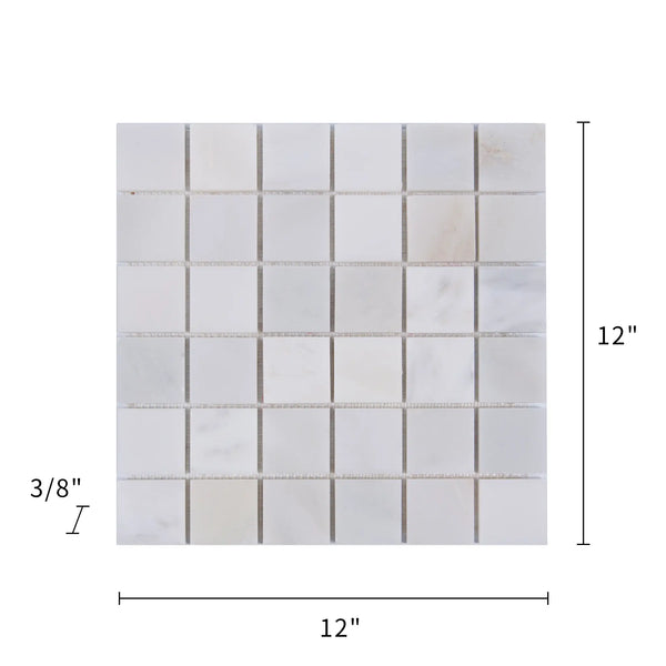 2-in Oriental White 12-in x 12-in Honed Marble Mosaic Floor and Wall Tile( 5 sq. ft. /Box )